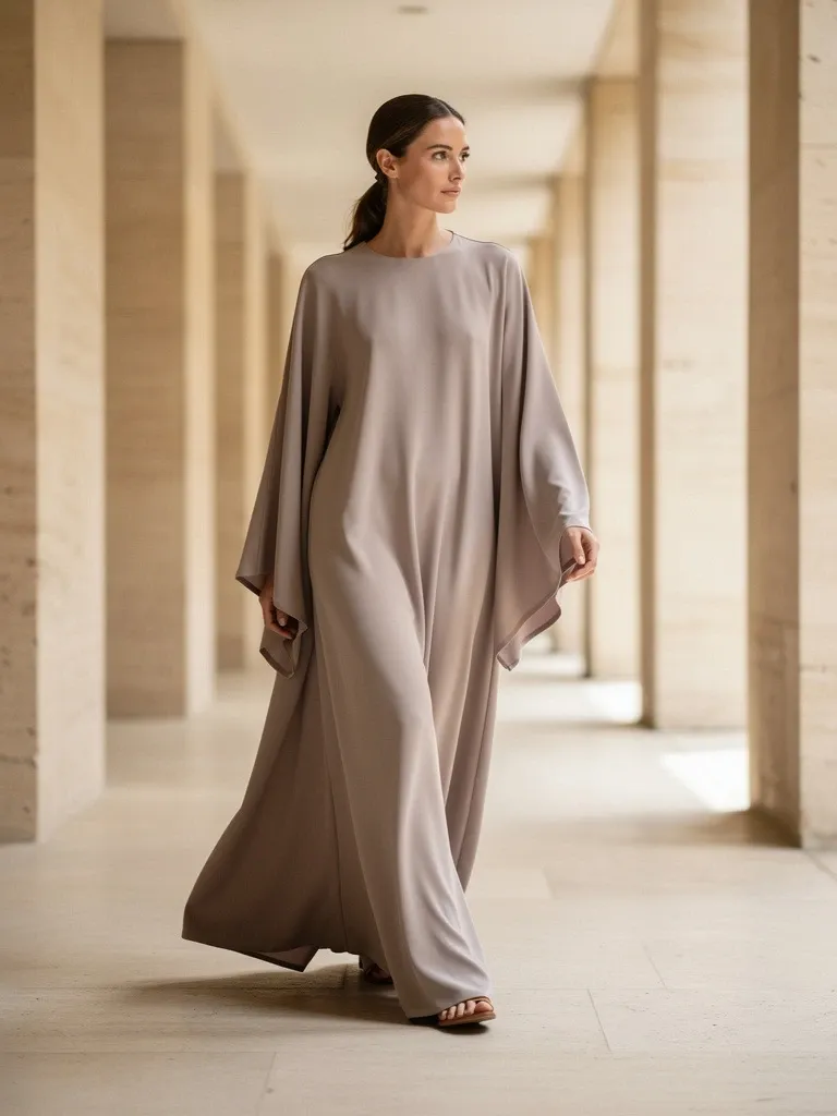 A LAYL abaya photographed in motion.